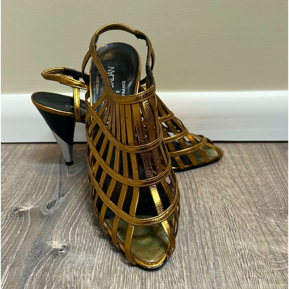 Charles Jourdan Copper Leather Open Toe Sandal
